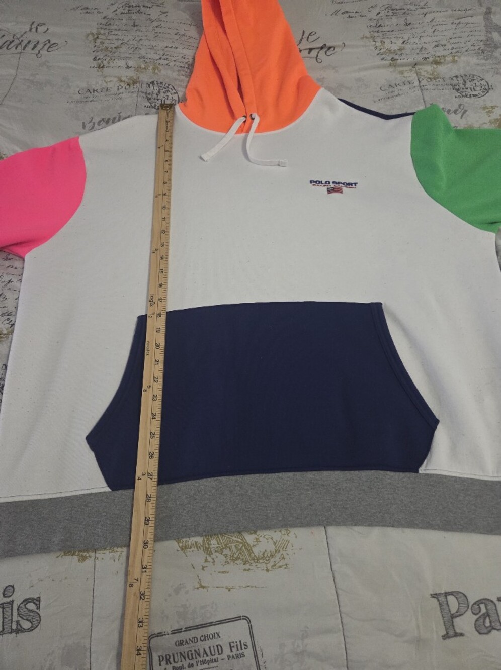 Polo Ralph Lauren Multicolor Hoodie - White with Neon Accents (Some Pilling) - Picture 6 of 7
